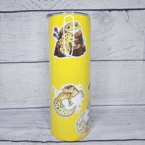 20oz skinny yellow bearded dragon tumbler with rubber bottom